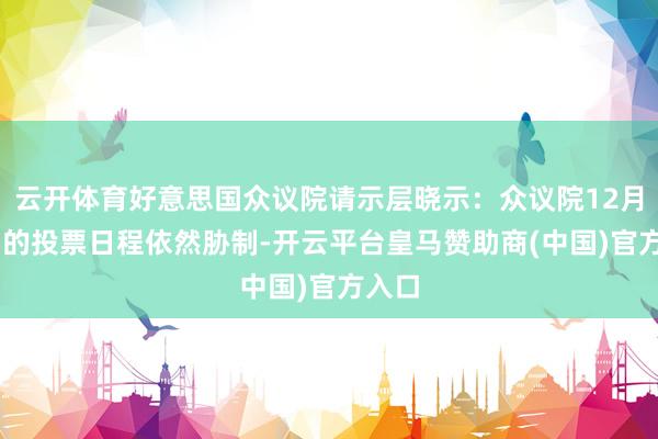 云开体育好意思国众议院请示层晓示：众议院12月18日的投票日程依然胁制-开云平台皇马赞助商(中国)官方入口