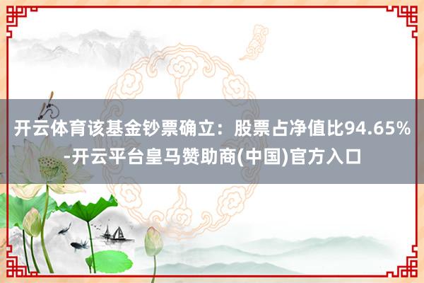 开云体育该基金钞票确立：股票占净值比94.65%-开云平台皇马赞助商(中国)官方入口