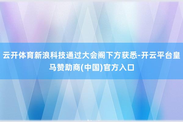 云开体育新浪科技通过大会阁下方获悉-开云平台皇马赞助商(中国)官方入口