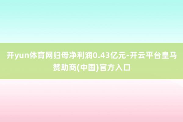 开yun体育网归母净利润0.43亿元-开云平台皇马赞助商(中国)官方入口