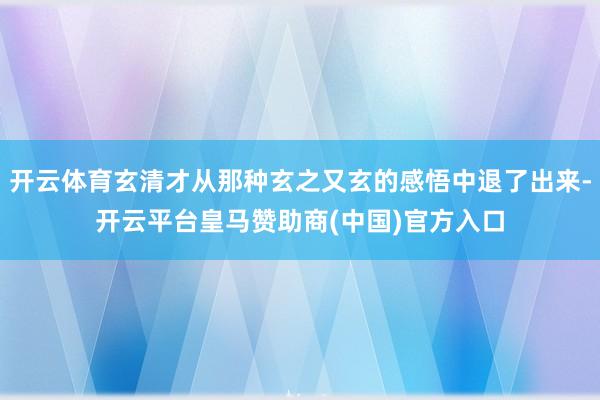 开云体育玄清才从那种玄之又玄的感悟中退了出来-开云平台皇马赞助商(中国)官方入口
